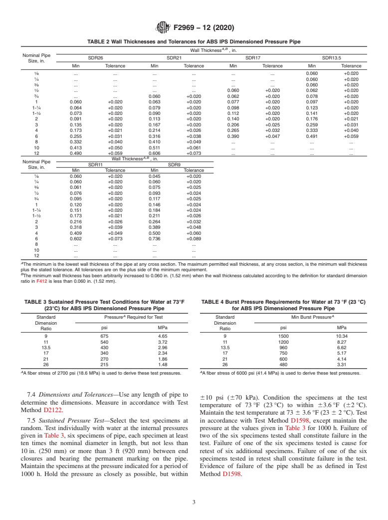 ASTM F2969-12(2020) - Standard Specification for Acrylonitrile-Butadiene-Styrene (ABS) IPS Dimensioned Pressure  Pipe