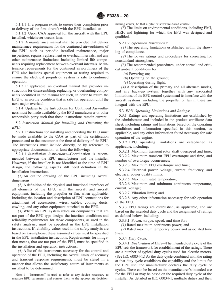 ASTM F3338-20 - Standard Specification for Design of Electric Propulsion Units for General Aviation Aircraft