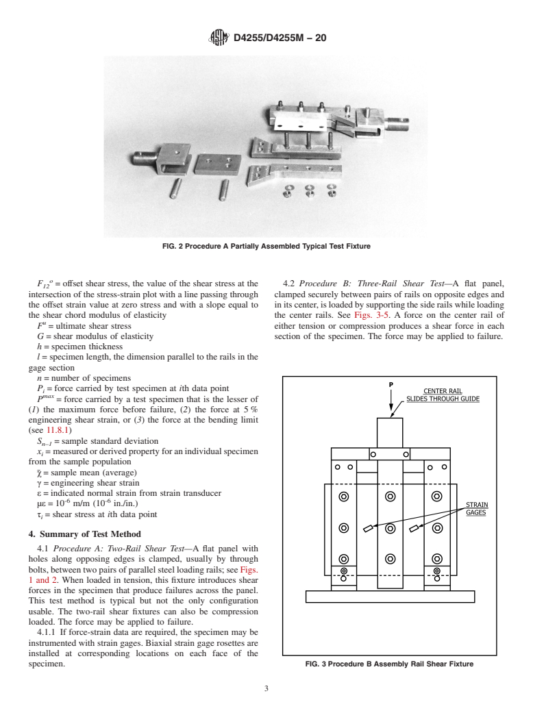 ASTM D4255/D4255M-20 - Standard Test Method for  In-Plane Shear Properties of Polymer Matrix Composite Materials  by the Rail Shear Method