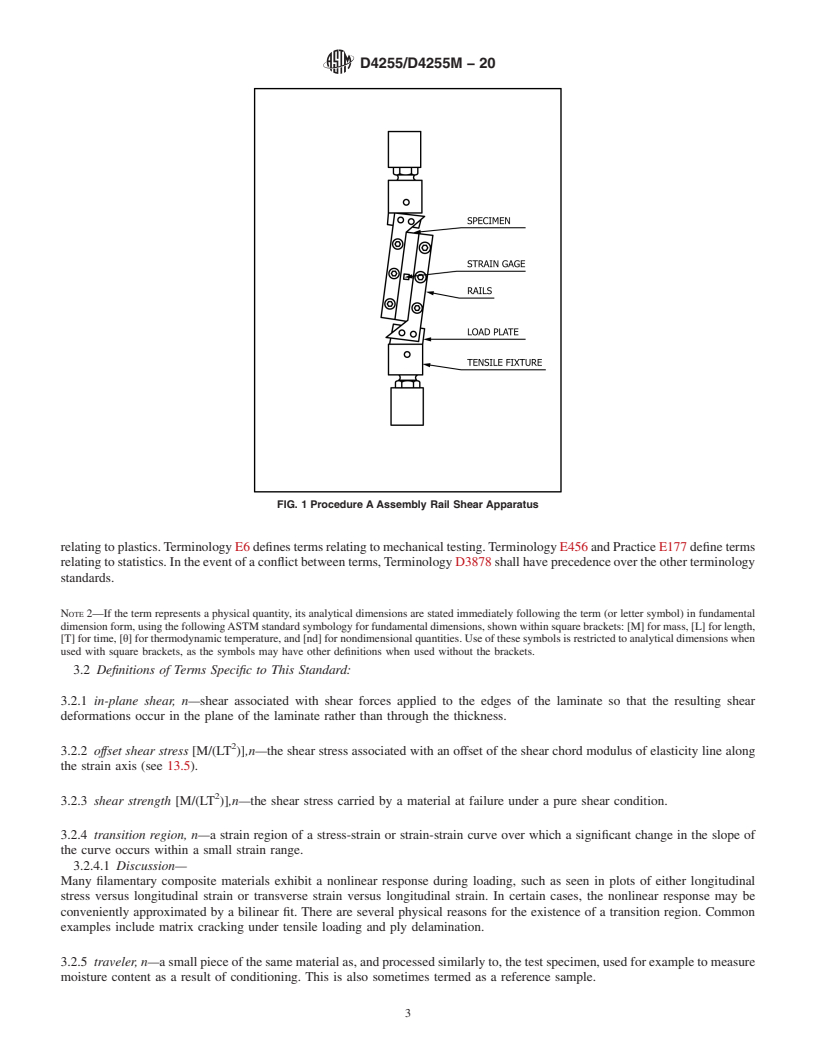 REDLINE ASTM D4255/D4255M-20 - Standard Test Method for  In-Plane Shear Properties of Polymer Matrix Composite Materials  by the Rail Shear Method