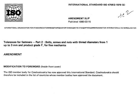 ISO 4759-2:1979 - Tolerances for fasteners