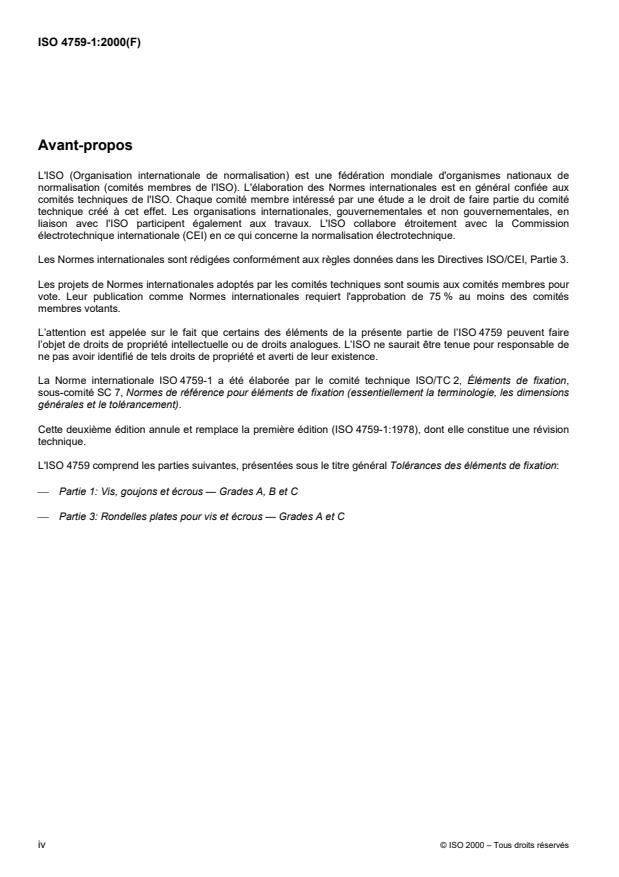 ISO 4759-1:2000 ISO 4759-1:2000 - Tolérances des éléments de fixation - Page 4 preview