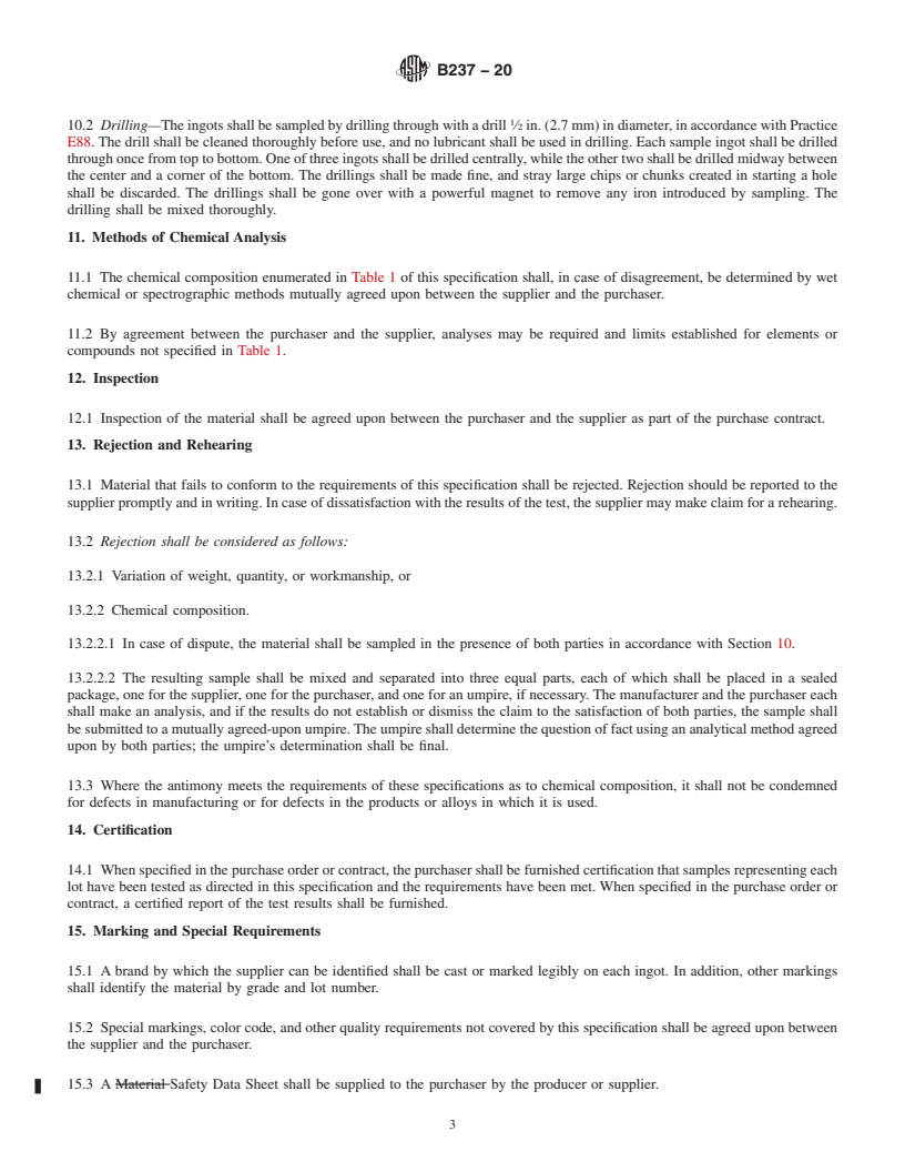 REDLINE ASTM B237-20 - Standard Specification for Refined Antimony