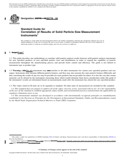 ASTM E2776-20 REDLINE ASTM E2776-20 - Standard Guide for Correlation of Results of Solid Particle Size Measurement Instruments - Page 1 preview