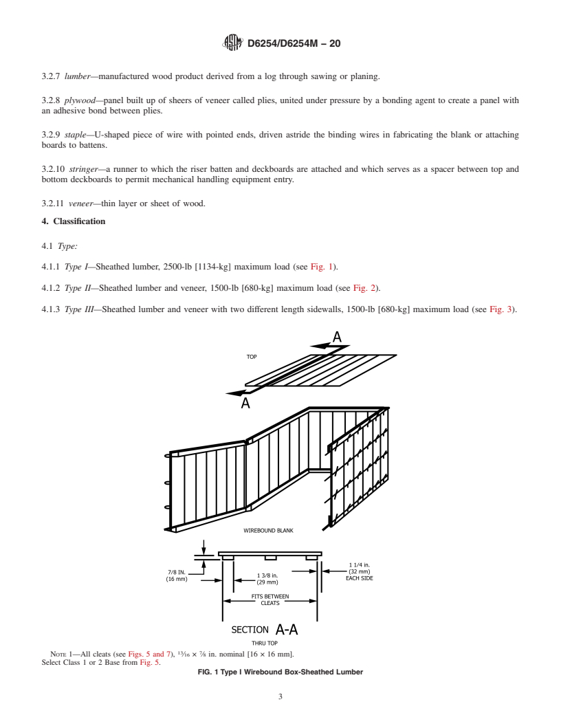 REDLINE ASTM D6254/D6254M-20 - Standard Specification for  Wirebound Pallet-Type Wood Boxes