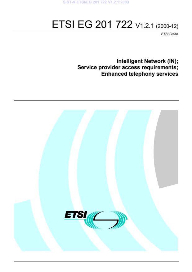 V ETSI/EG 201 722 V1.2.1:2003