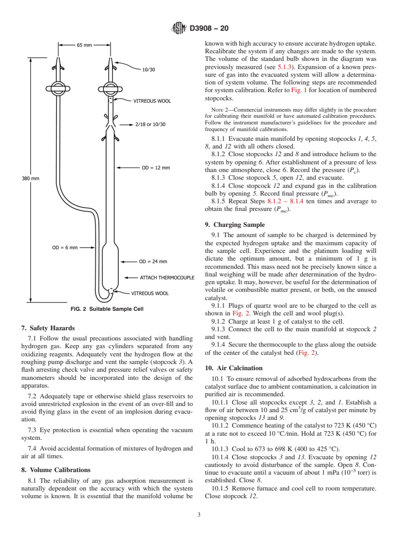 ASTM D3908-20 - Standard Test Method for  Hydrogen Chemisorption on Supported Platinum Catalysts by Volumetric  Vacuum Method