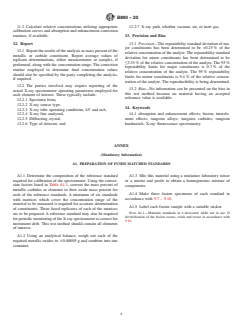 ASTM B890-20 ASTM B890-20 - Standard Test Method for Determination of Metallic Constituents of Tungsten Alloys and Tungsten Hardmetals by X-Ray Fluorescence Spectrometry - Page 4 preview