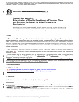 ASTM B890-20 REDLINE ASTM B890-20 - Standard Test Method for Determination of Metallic Constituents of Tungsten Alloys and Tungsten Hardmetals by X-Ray Fluorescence Spectrometry - Page 1 preview