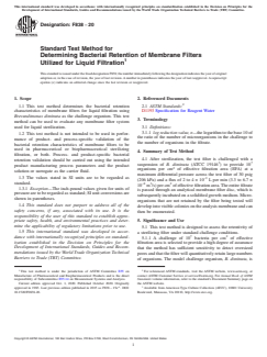 ASTM F838-20 - Standard Test Method for  Determining Bacterial Retention of Membrane Filters Utilized  for Liquid Filtration