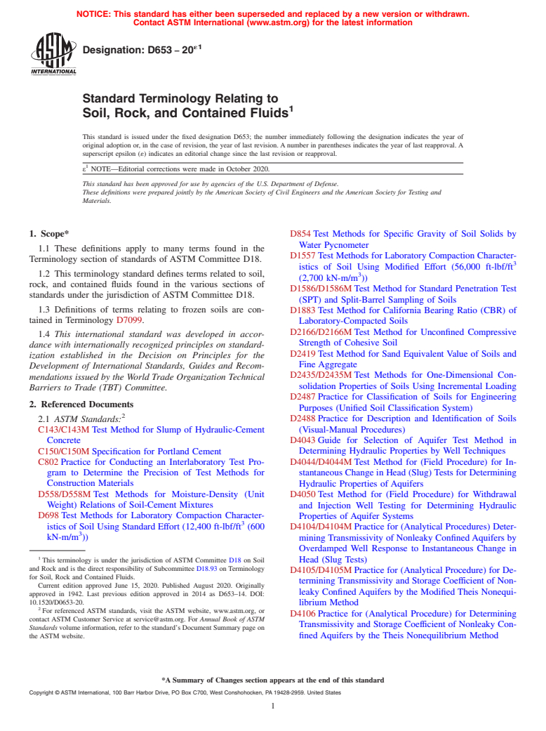 ASTM D653-20e1 - Standard Terminology Relating to  Soil, Rock, and Contained Fluids