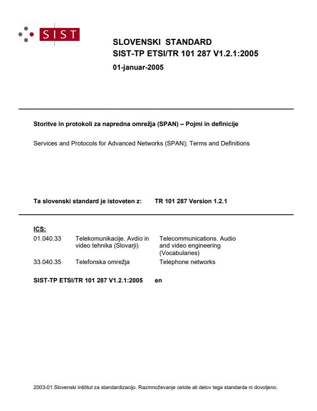 TP ETSI/TR 101 287 V1.2.1:2005