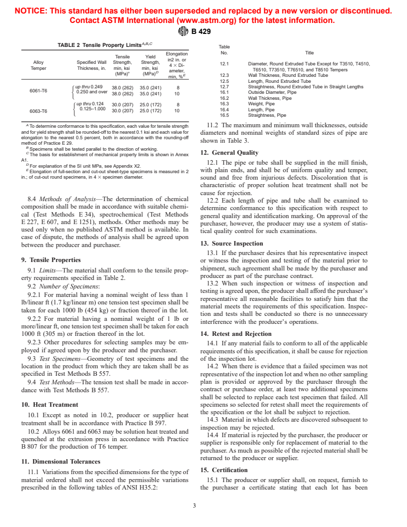 ASTM B429-00 - Standard Specification for Aluminum-Alloy Extruded Structural Pipe and Tube