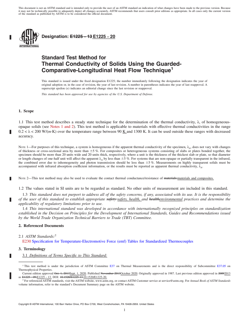 ASTM E1225-20 - Standard Test Method for Thermal Conductivity of Solids ...