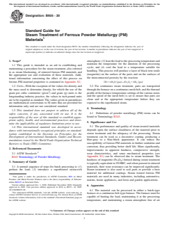 ASTM B935-20 ASTM B935-20 - Standard Guide for Steam Treatment of Ferrous Powder Metallurgy (PM) Materials - Page 1 preview