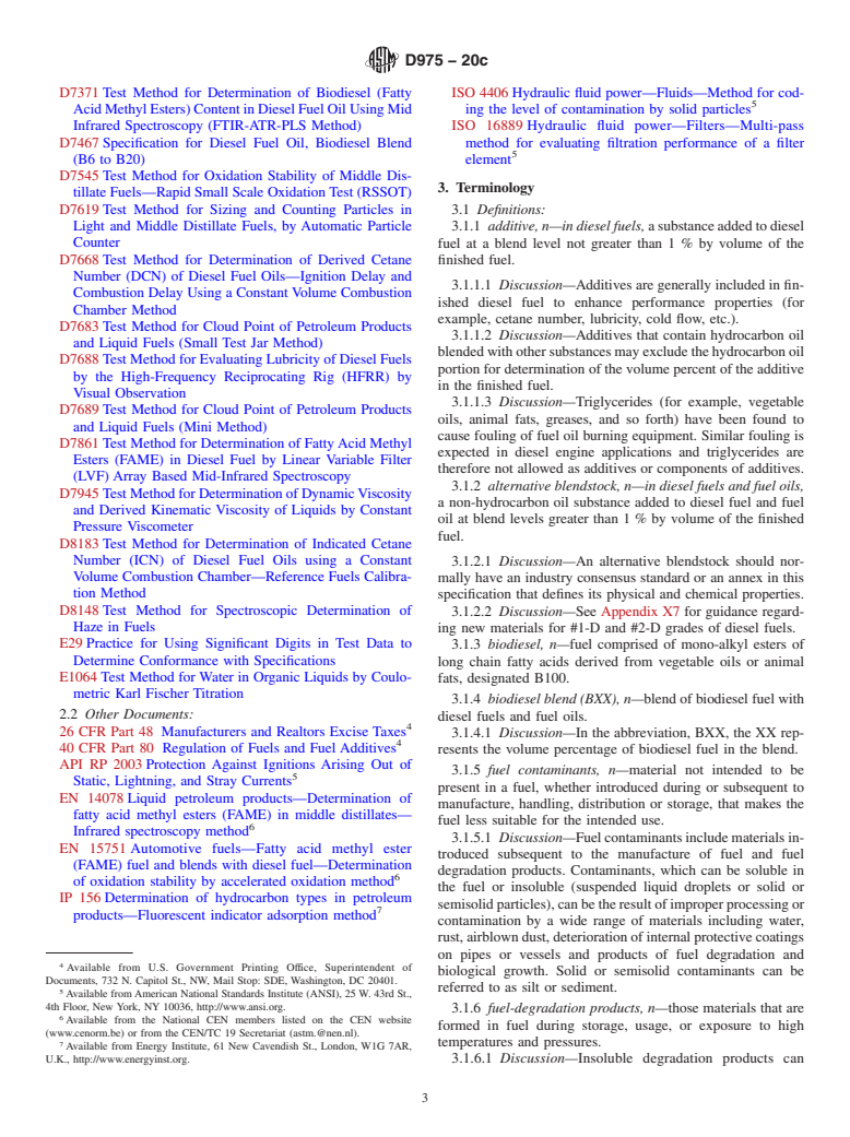 ASTM D975-20c - Standard Specification for Diesel Fuel