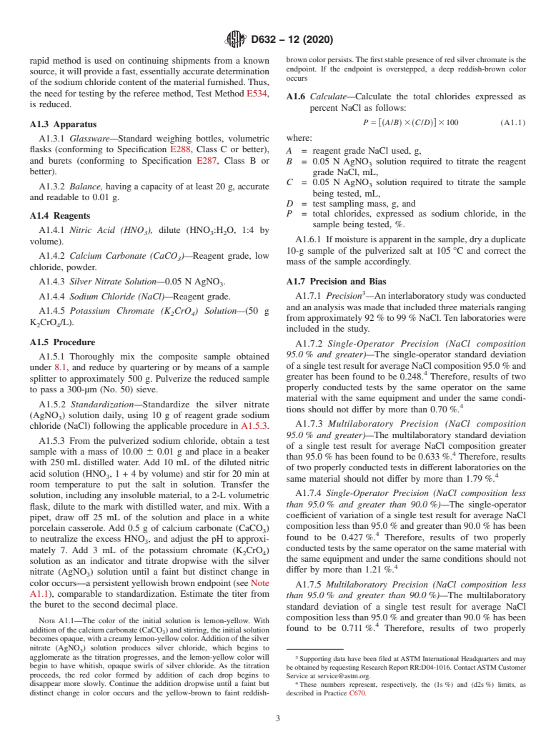 ASTM D632-12(2020) - Standard Specification for Sodium Chloride