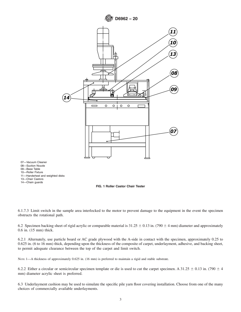 REDLINE ASTM D6962-20 - Standard Practice for  Operation of a Roller Chair Tester for Pile Yarn Floor Coverings