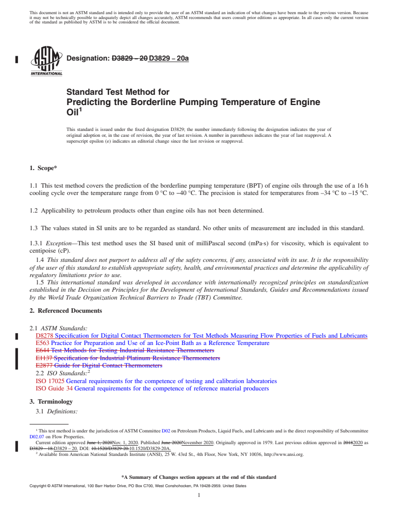 REDLINE ASTM D3829-20a - Standard Test Method for Predicting the Borderline Pumping Temperature of Engine Oil