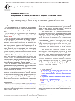 ASTM D4223/D4223M-20 ASTM D4223/D4223M-20 - Standard Practices for Preparation of Test Specimens of Asphalt-Stabilized Soils - Page 1 preview