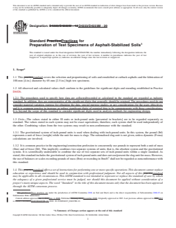 ASTM D4223/D4223M-20 REDLINE ASTM D4223/D4223M-20 - Standard Practices for Preparation of Test Specimens of Asphalt-Stabilized Soils - Page 1 preview