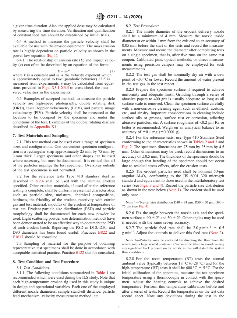 ASTM G211-14(2020) - Standard Test Method for Conducting Elevated Temperature Erosion Tests by Solid Particle Impingement Using Gas Jets