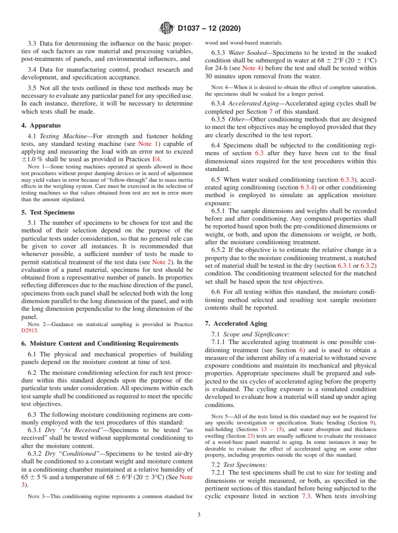 ASTM D1037-12(2020) - Standard Test Methods for  Evaluating Properties of Wood-Base Fiber and Particle Panel  Materials