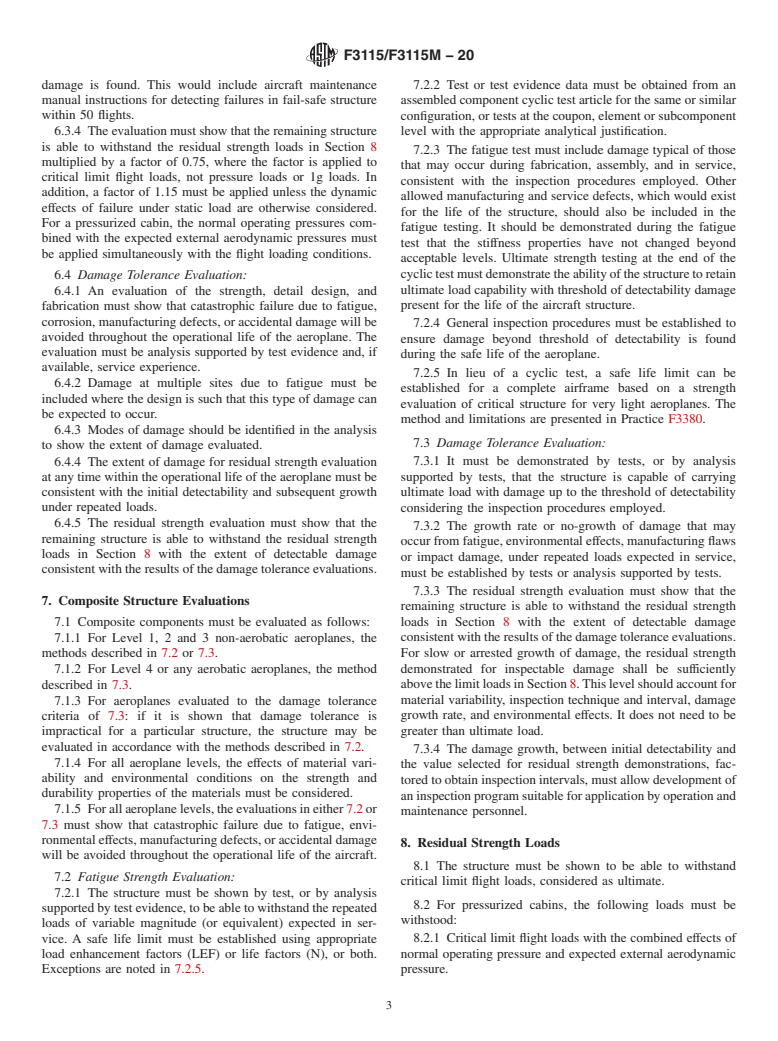 ASTM F3115/F3115M-20 - Standard Specification for Structural Durability for Small Aeroplanes