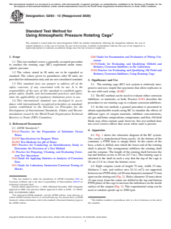 ASTM G202-12(2020) ASTM G202-12(2020) - Standard Test Method for Using Atmospheric Pressure Rotating Cage - Page 1 preview