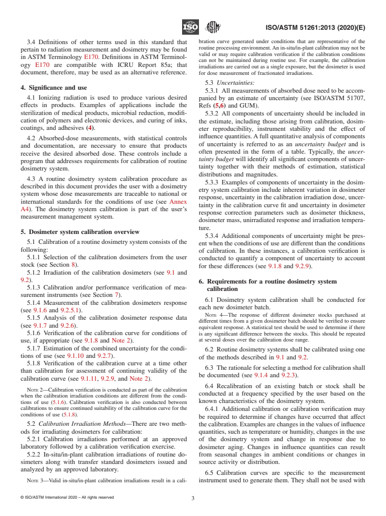 ASTM ISO/ASTM51261-13(2020) - Standard Practice for  Calibration of Routine Dosimetry Systems for Radiation Processing