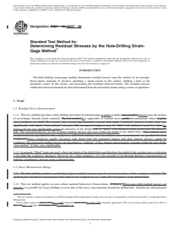 ASTM E837-20 REDLINE ASTM E837-20 - Standard Test Method for Determining Residual Stresses by the Hole-Drilling Strain-Gage Method - Page 1 preview