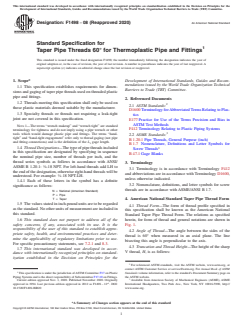 ASTM F1498-08(2020) ASTM F1498-08(2020) - Standard Specification for Taper Pipe Threads 60° for Thermoplastic Pipe and Fittings - Page 1 preview