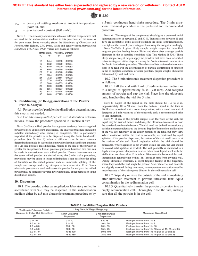 ASTM B430-97(2001) - Standard Test Method for Particle Size Distribution of Refractory Metal Powders and Related Compounds by Turbidimetry