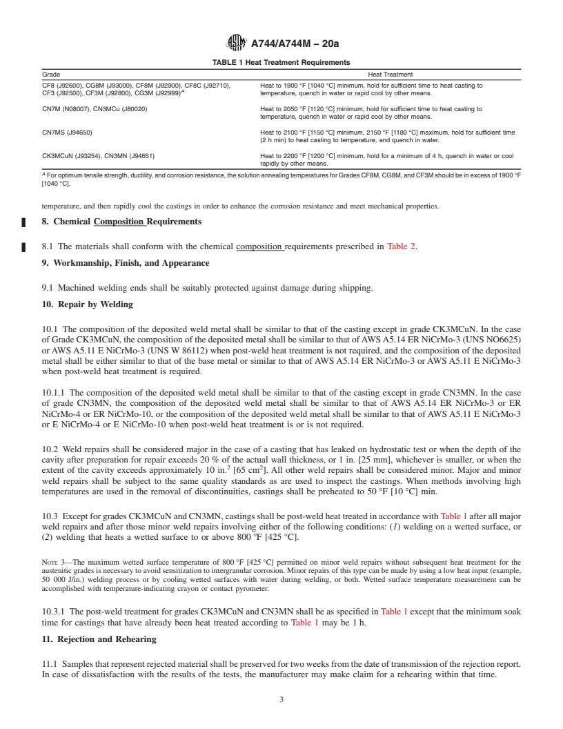 ASTM A744/A744M-20a - Standard Specification for Castings, Iron ...