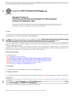 ASTM D5671-20 REDLINE ASTM D5671-20 - Standard Practice for Polishing and Etching Coal Samples for Microscopical Analysis by Reflected Light - Page 1 preview