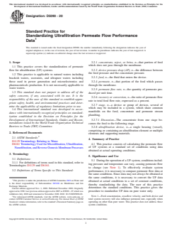 ASTM D5090-20 ASTM D5090-20 - Standard Practice for Standardizing Ultrafiltration Permeate Flow Performance Data - Page 1 preview