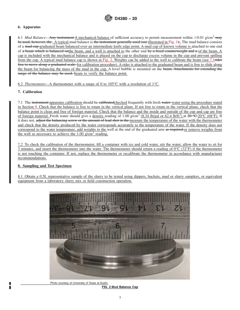 REDLINE ASTM D4380-20 - Standard Test Method for Determining Density of Construction Slurries