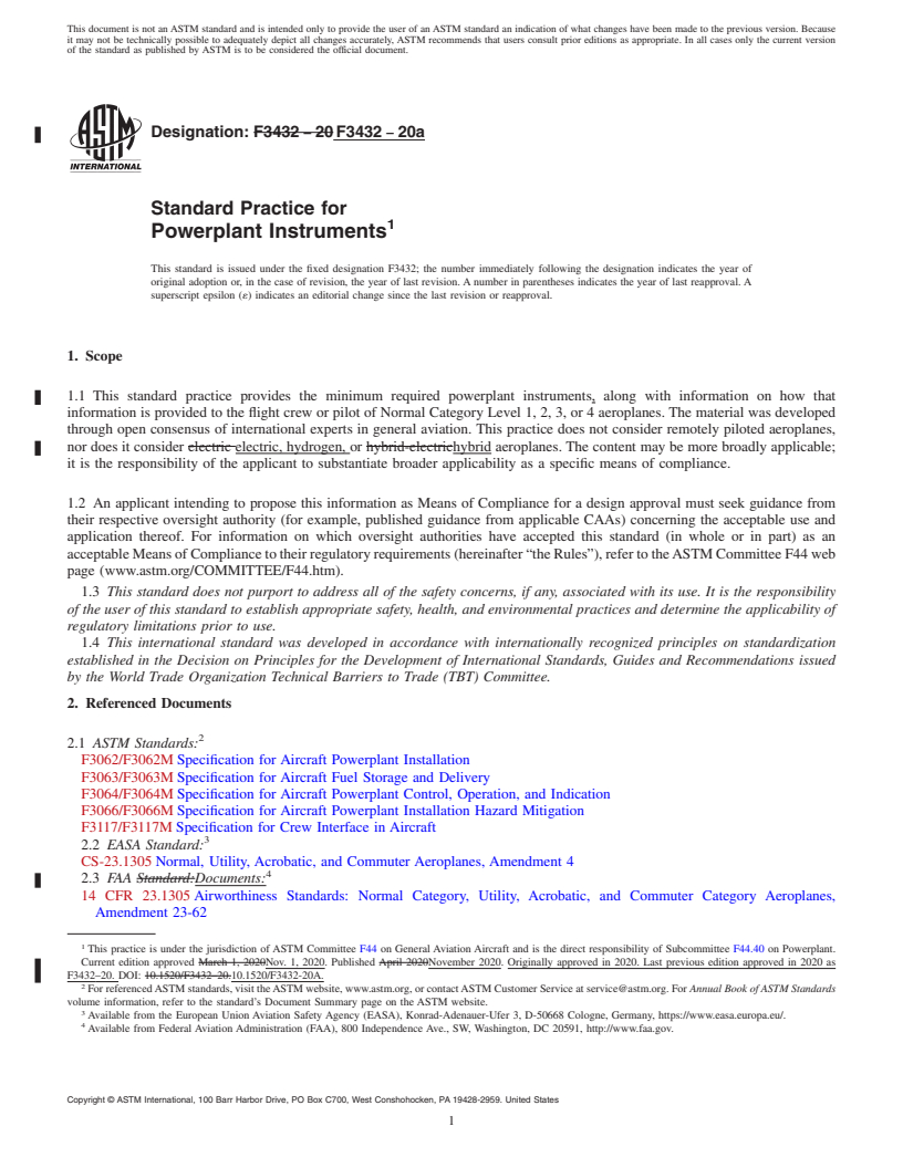 REDLINE ASTM F3432-20a - Standard Practice for Powerplant Instruments