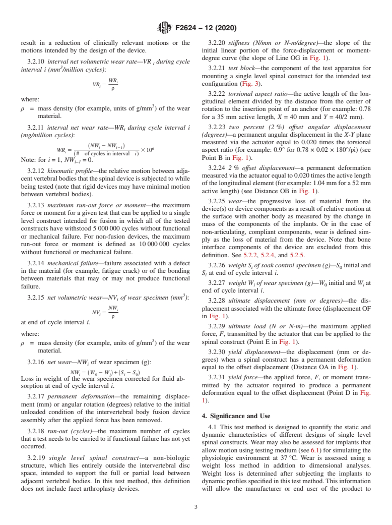 ASTM F2624-12(2020) - Standard Test Method for Static, Dynamic, and Wear Assessment of Extra-Discal Single  Level Spinal Constructs