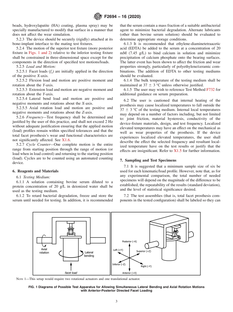 ASTM F2694-16(2020) - Standard Practice for  Functional and Wear Evaluation of Motion-Preserving Lumbar  Total Facet Prostheses