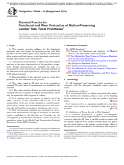 ASTM F2694-16(2020) ASTM F2694-16(2020) - Standard Practice for Functional and Wear Evaluation of Motion-Preserving Lumbar Total Facet Prostheses - Page 1 preview
