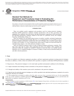 ASTM F1446-20 REDLINE ASTM F1446-20 - Standard Test Methods for Equipment and Procedures Used in Evaluating the Performance Characteristics of Protective Headgear - Page 1 preview