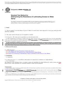 ASTM D4049-20 REDLINE ASTM D4049-20 - Standard Test Method for Determining the Resistance of Lubricating Grease to Water Spray - Page 1 preview