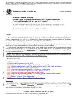 ASTM D2683-20 REDLINE ASTM D2683-20 - Standard Specification for Socket-Type Polyethylene Fittings for Outside Diameter-Controlled Polyethylene Pipe and Tubing - Page 1 preview