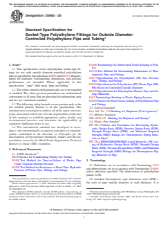 ASTM D2683-20 ASTM D2683-20 - Standard Specification for Socket-Type Polyethylene Fittings for Outside Diameter-Controlled Polyethylene Pipe and Tubing - Page 1 preview