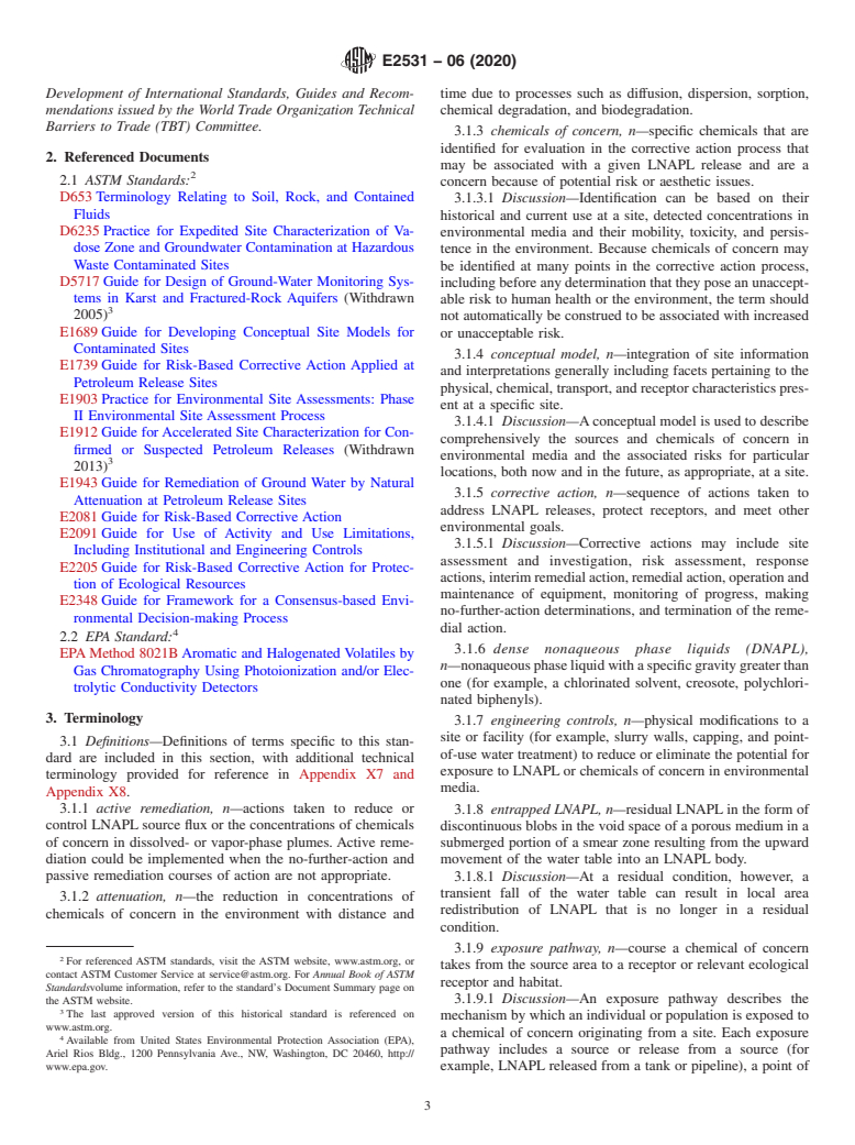 ASTM E2531-06(2020) - Standard Guide for  Development of Conceptual Site Models and Remediation Strategies  for Light Nonaqueous-Phase Liquids Released to the Subsurface