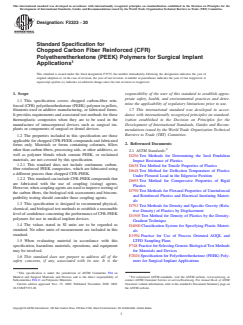 ASTM F3333-20 ASTM F3333-20 - Standard Specification for Chopped Carbon Fiber Reinforced (CFR) Polyetheretherketone (PEEK) Polymers for Surgical Implant Applications - Page 1 preview