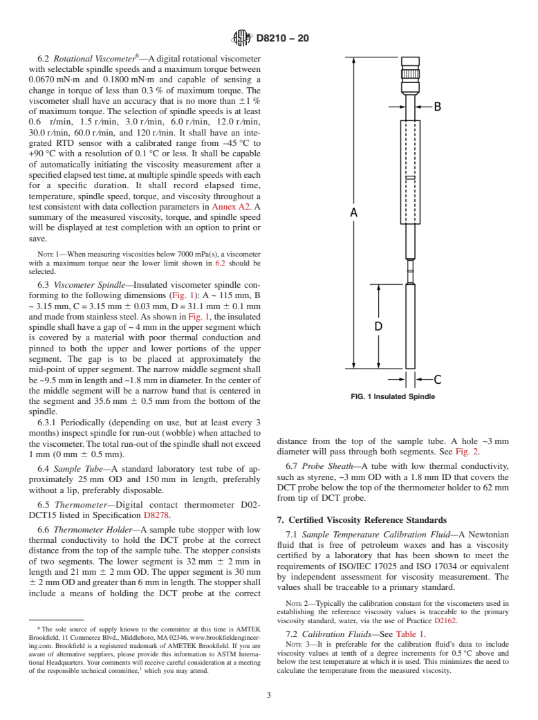 ASTM D8210-20 - Standard Test Method for Automatic Determination of Low-Temperature Viscosity of Automatic  Transmission Fluids, Hydraulic Fluids, and Lubricants Using a Rotational  Viscometer