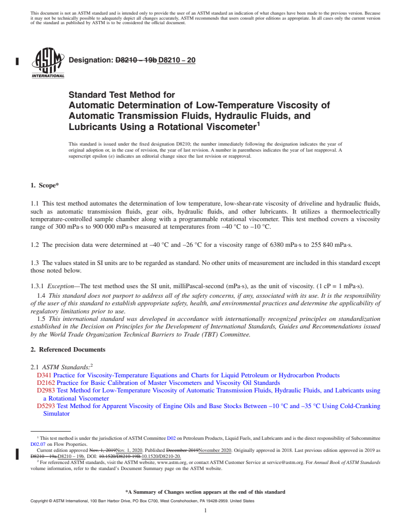 REDLINE ASTM D8210-20 - Standard Test Method for Automatic Determination of Low-Temperature Viscosity of Automatic  Transmission Fluids, Hydraulic Fluids, and Lubricants Using a Rotational  Viscometer