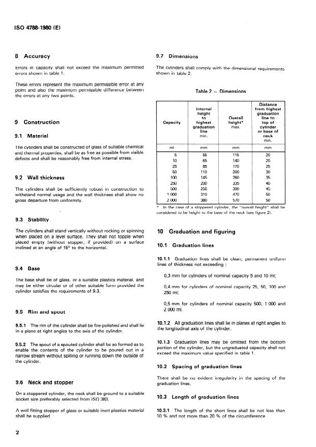 ISO 4788:1980 ISO 4788:1980 - Laboratory glassware -- Graduated measuring cylinders - Page 4 preview